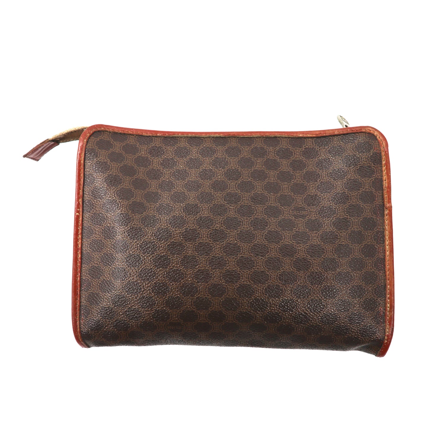 Celine Clutch Bag Brown Leather Macadam Pattern M08 Vintage