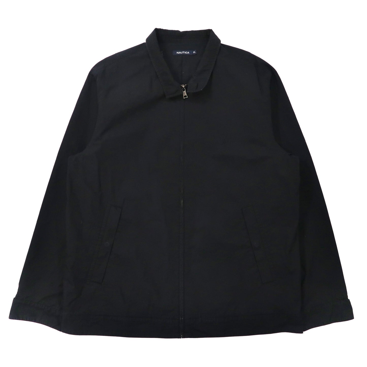 NAUTICA スウィングトップ ハリントンジャケット XL ブラック コットン ワンポイントロゴ刺繍 ビッグサイズ-NAUTICA-古着
