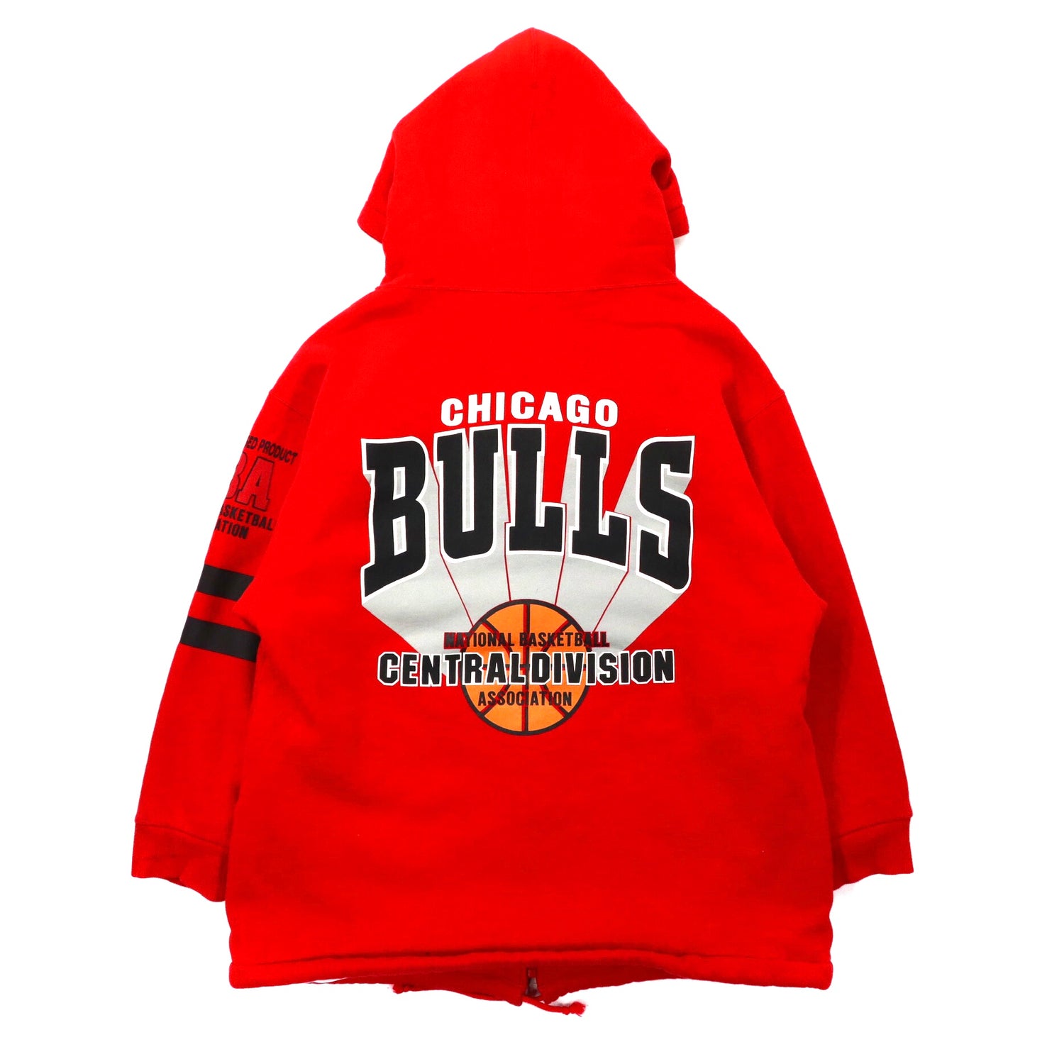 NBA big size back BOA ZIP UP HOODIE L Red Cotton Quilting Liner