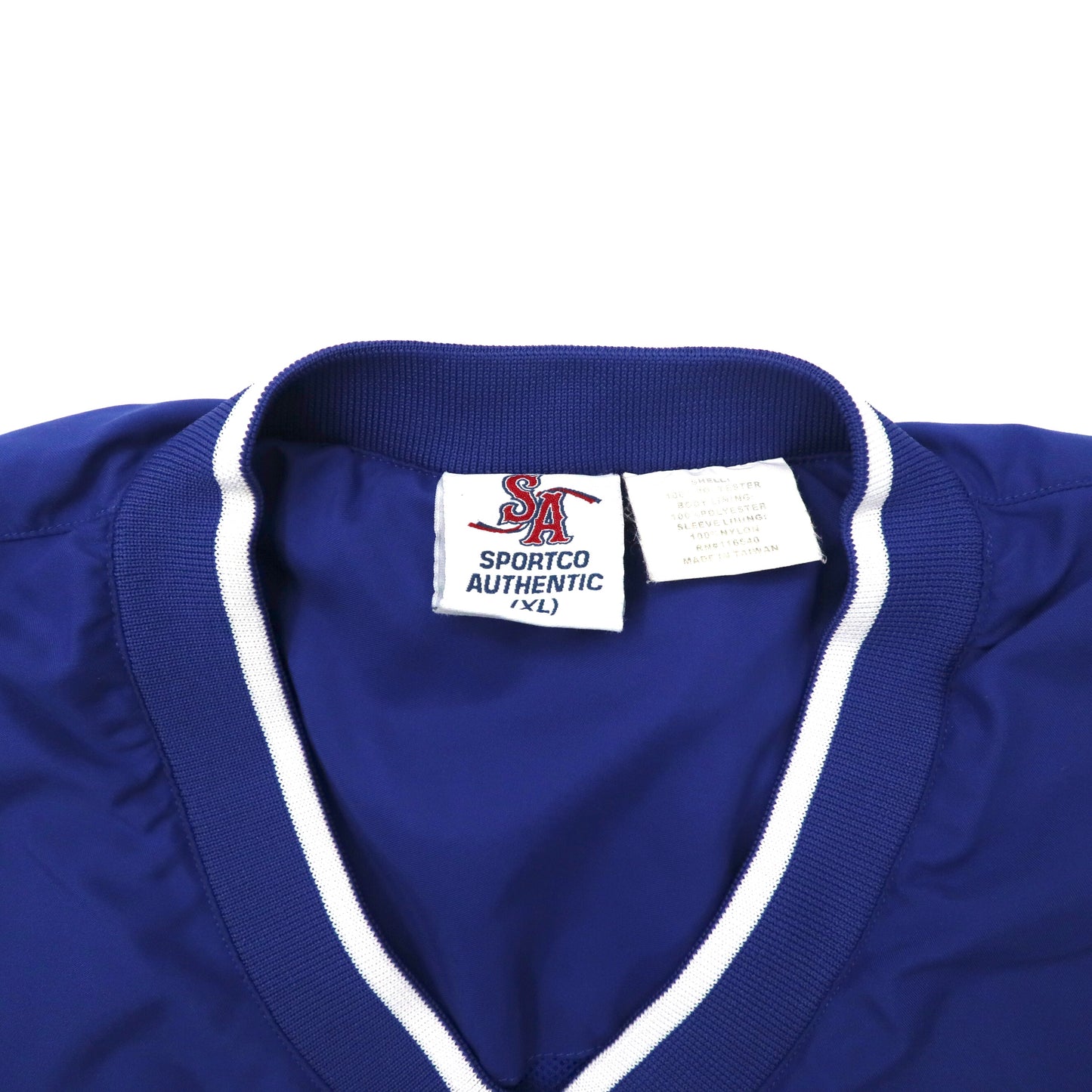 SPORTCO AUTHENTIC リブライン ピステ プルオーバー ナイロンジャケット XL ブルー KIDS KORNER刺繍 ビッグサイズ