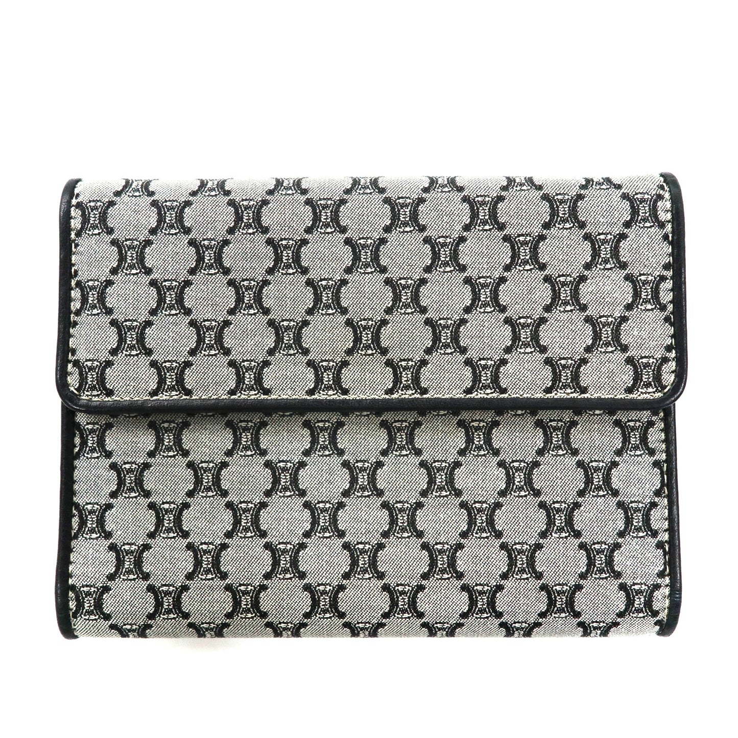 CELINE 3-fold wallet gray canvas leather Macadam Pattern MONOGRAM