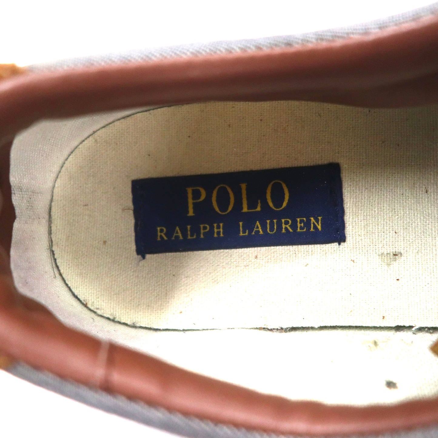 POLO RALPH  LAUREN ボーン シャンブレー ヘリンボーン スニーカー 25.5cm ブルー レザー切り替え スモールポニー刺繍