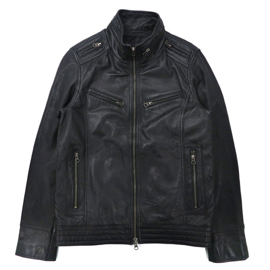 日本然リトテ-古着オンライン-Freedom シングルライダースジャケット S ブラック シープレザー 羊革 ダブルジップ-FREEDOM Single Riders Jacket S Black Sheep Leather Double Zip