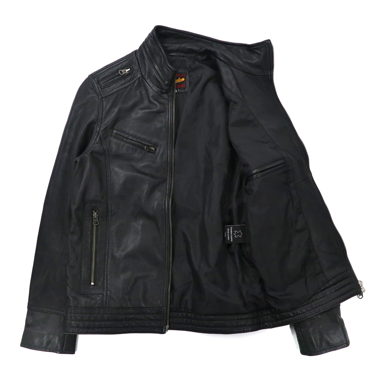 FREEDOM Single Riders Jacket S Black Sheep Leather Double Zip