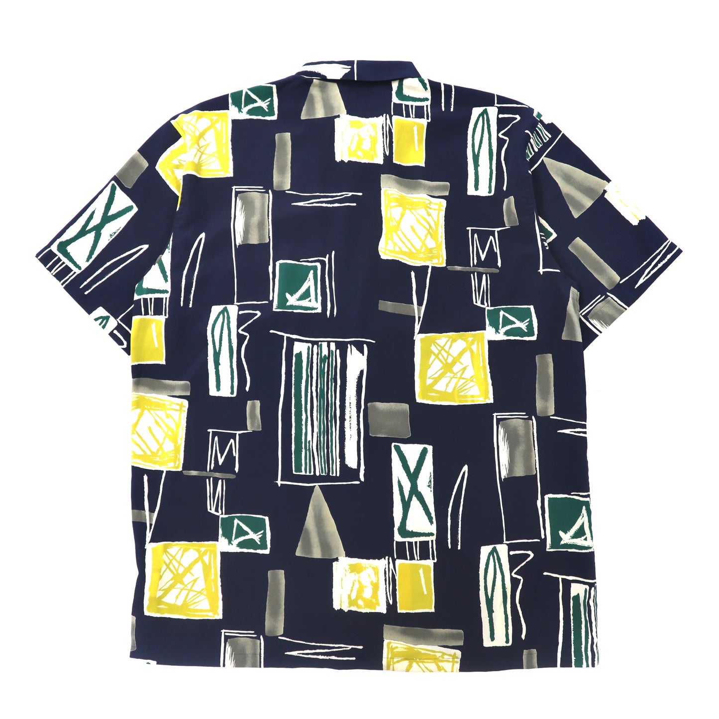 RAIKA 半袖ポリシャツ XL ネイビー ポリエステル 総柄 幾何学 日本製