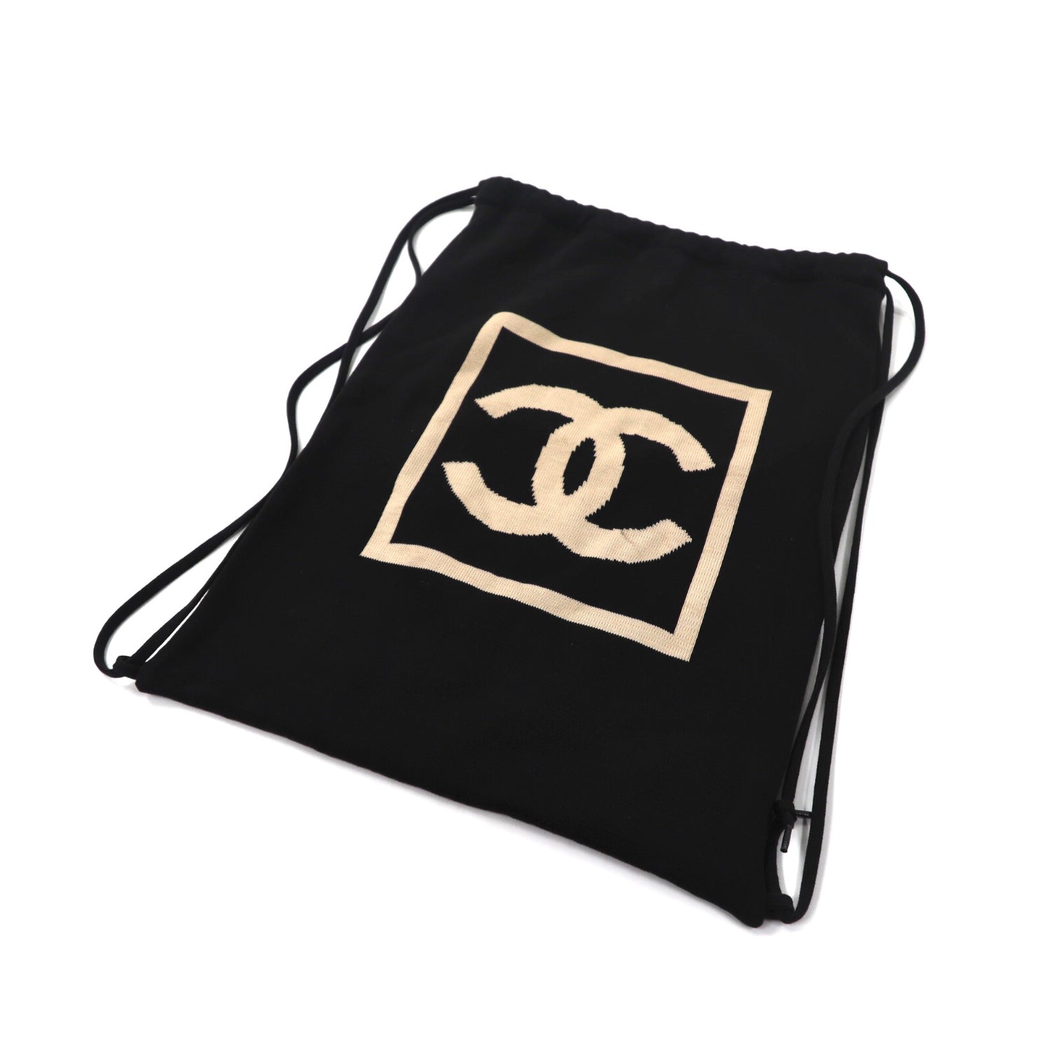 Chanel drawstring bag Backpack Black Sports Coco Mark France 2003