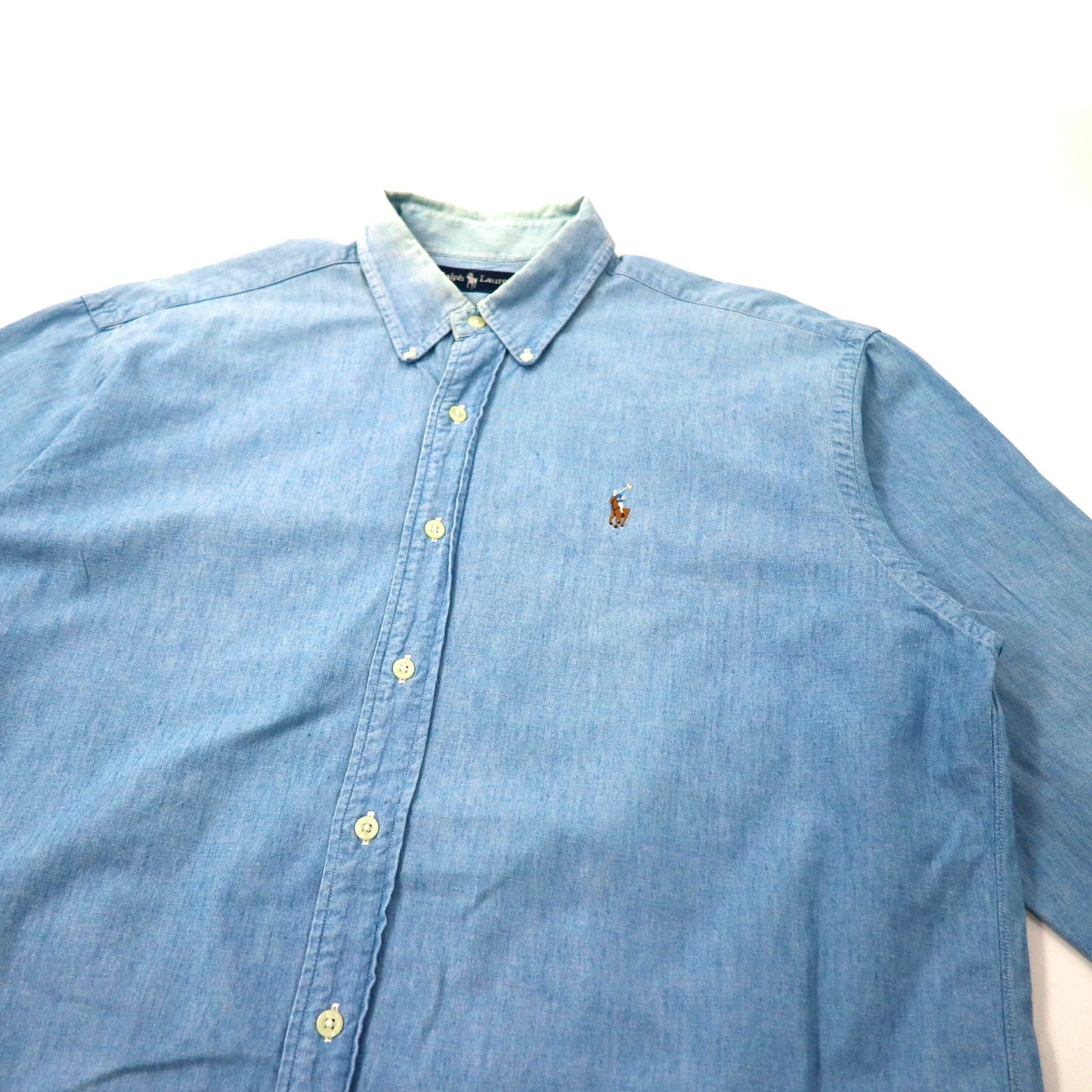 Ralph Lauren ボタンダウンシャツ L ブルー シャンブレー スモールポニー刺繍