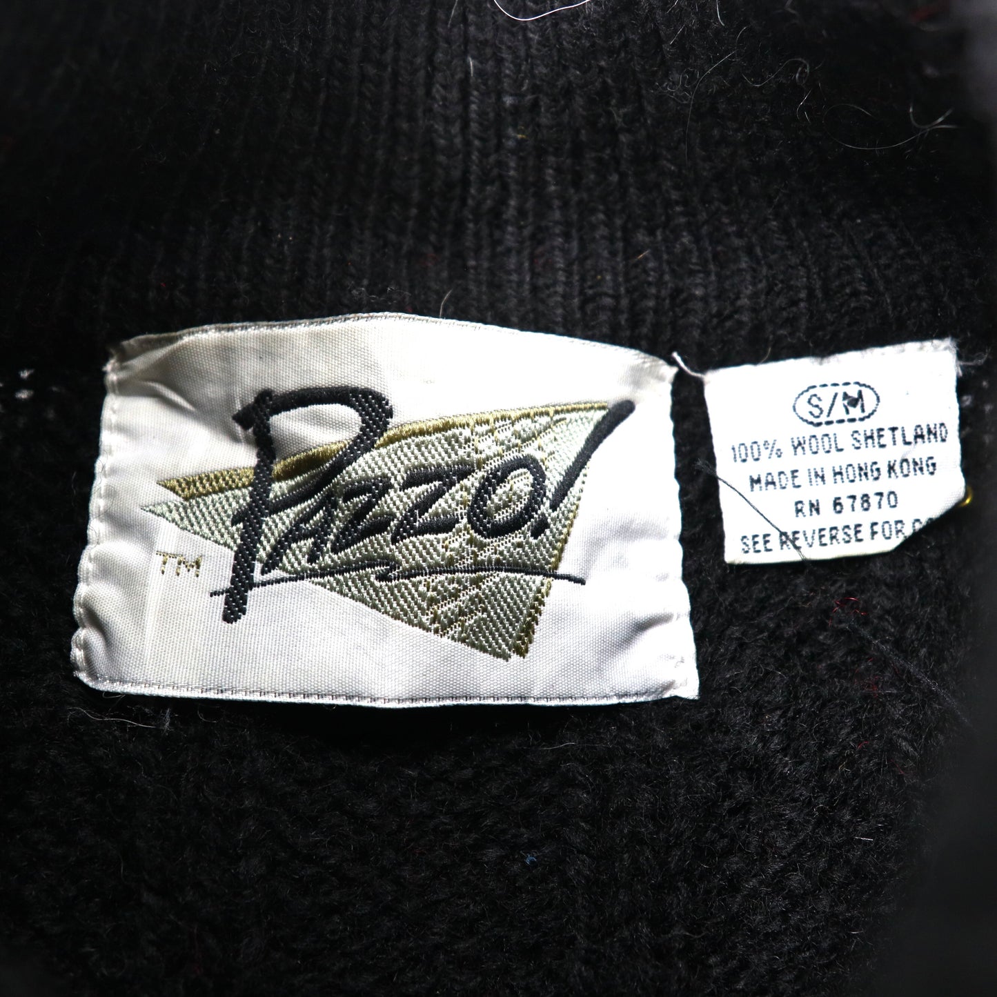 PAZZO! モックネックニット セーター S/M ブラック レッド ウール ビッグサイズ 90年代