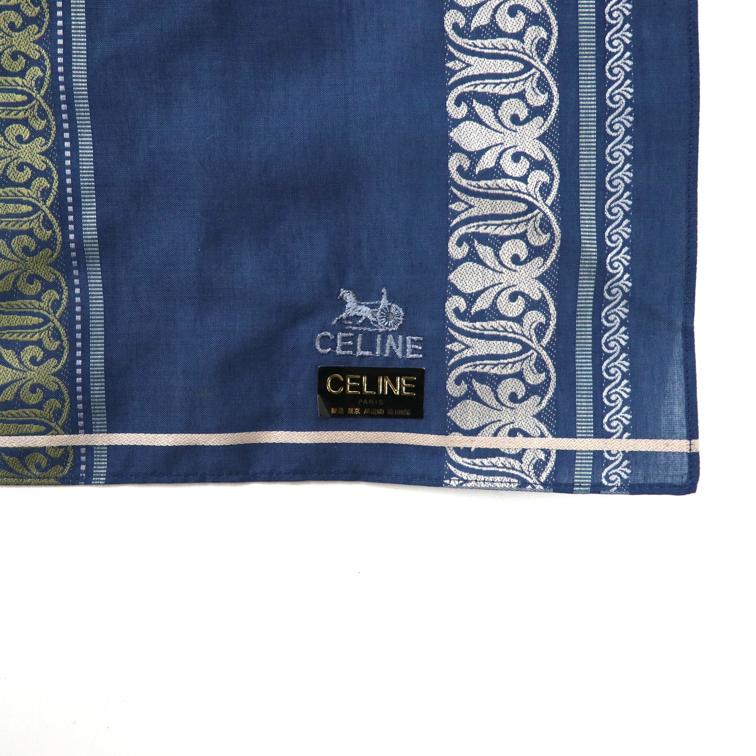 Celine Handkerchief Navy Cotton Patterned Japan Made Unused – 日本