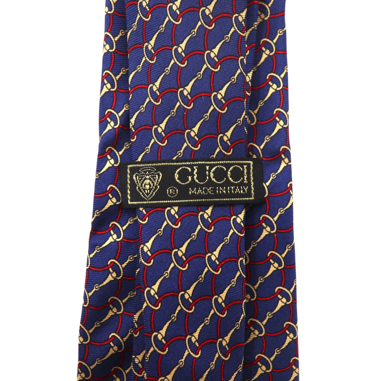 GUCCI ネクタイ ネイビー シルク 総柄 ホースビット イタリア製