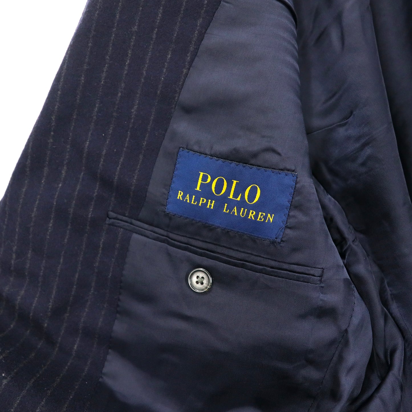 POLO RALAPH LAUREN 3Bテーラードジャケット 40R 175/96A ネイビー ウール ストライプ USA製