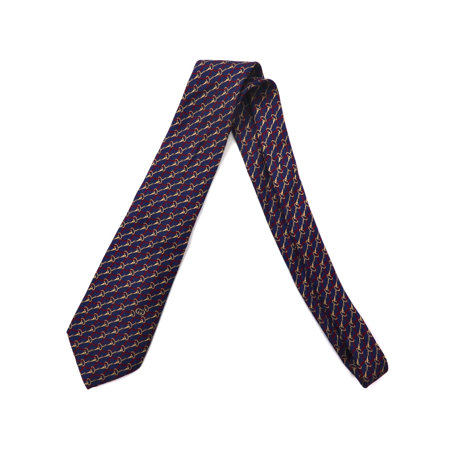 GUCCI tie navy silk patterned Italian made – 日本然リトテ