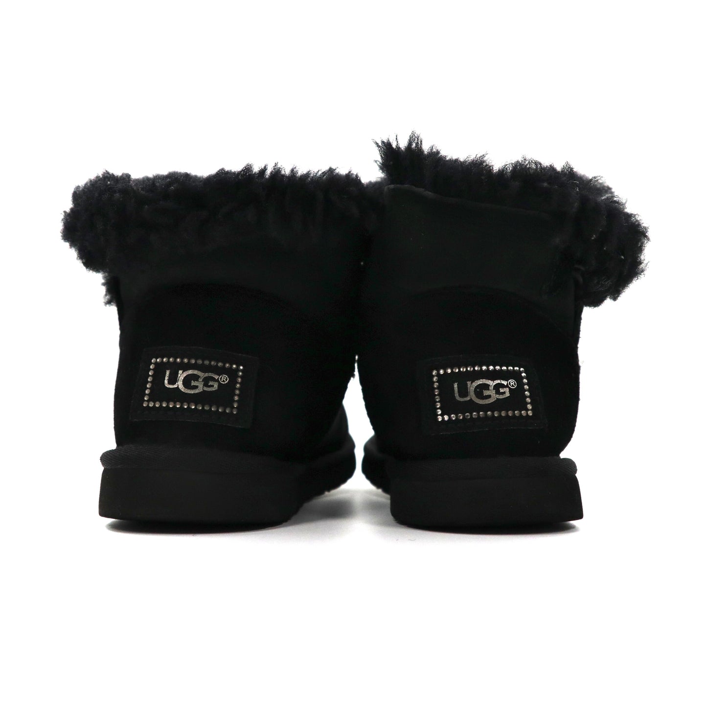 UGG Mouton Boots US6 Black Lamb Leather Mini Bailey Button