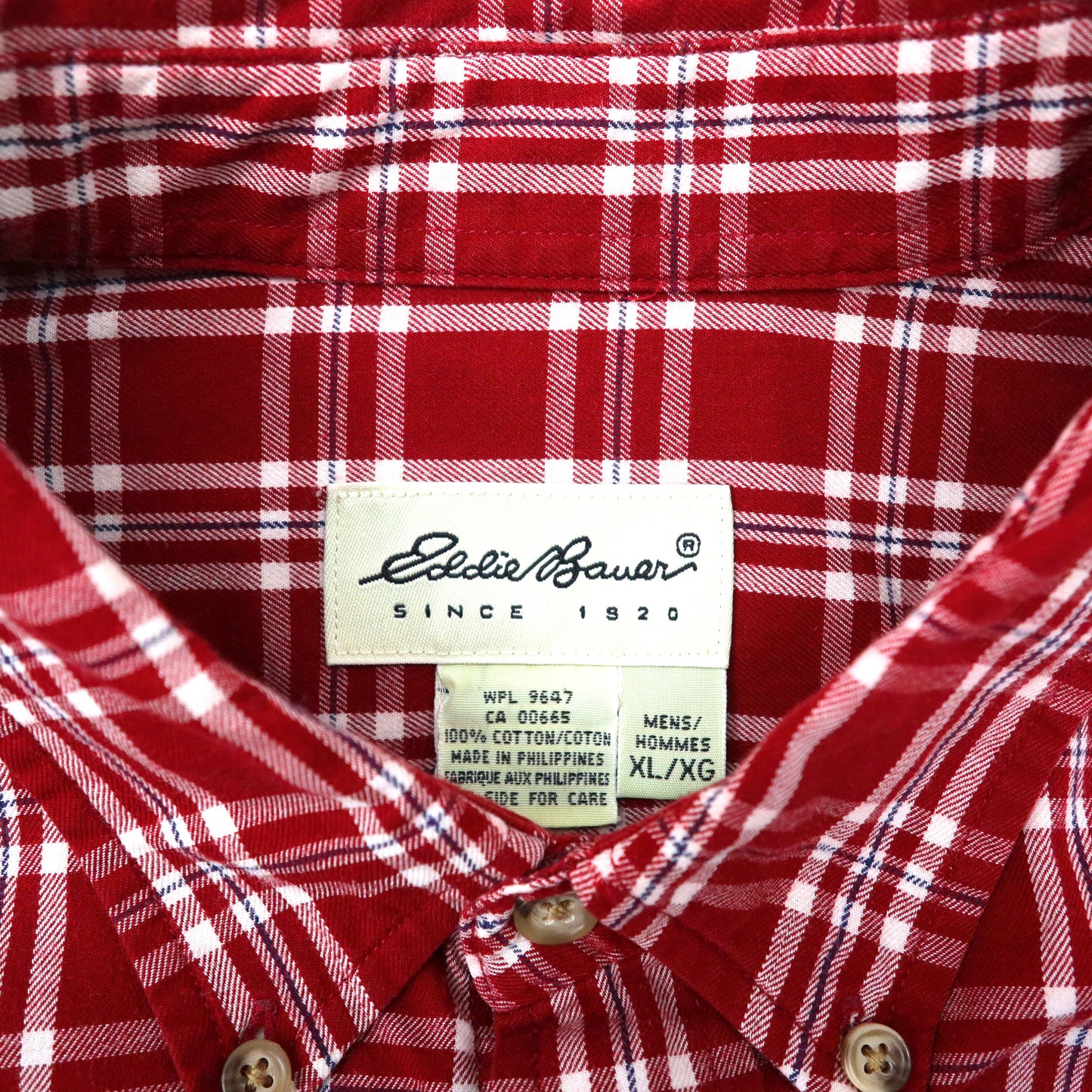 Eddie Bauer ビッグサイズ ボタンダウンシャツ XL レッド チェック コットン 90年代