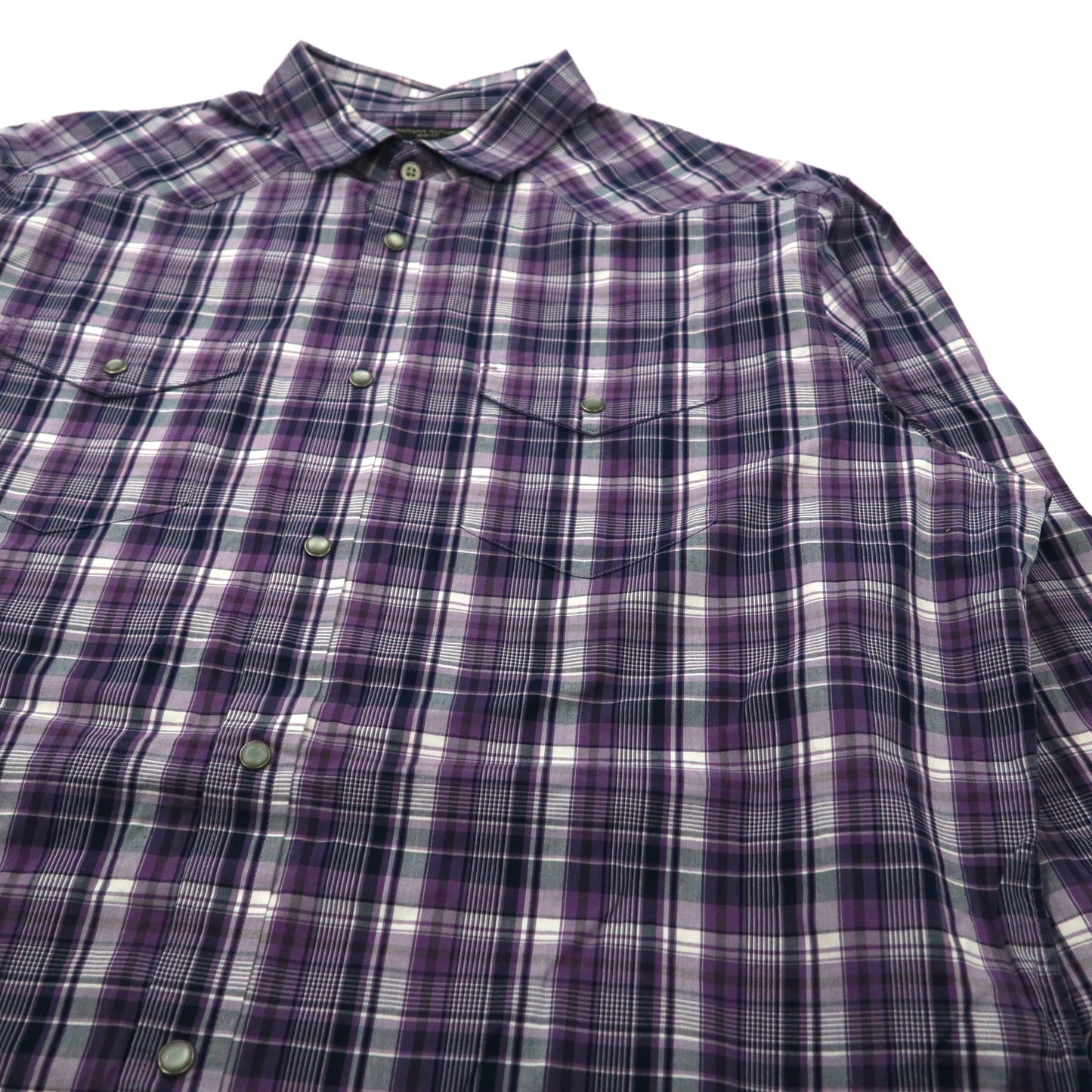 BANANA REPUBLIC ウエスタンシャツ XL ネイビー チェック コットン スナップボタン SLIM FIT