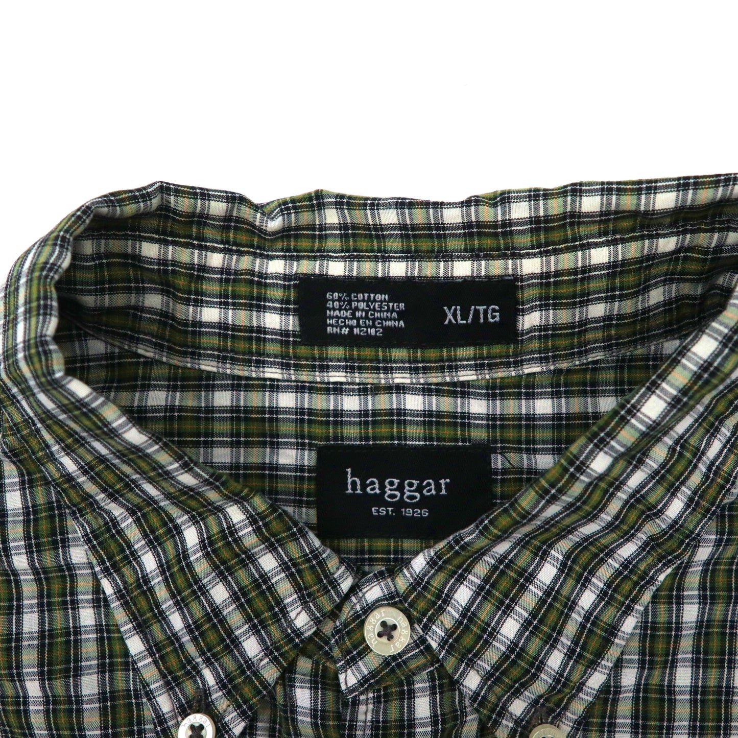 haggar ボタンダウンシャツ XL カーキ チェック コットン