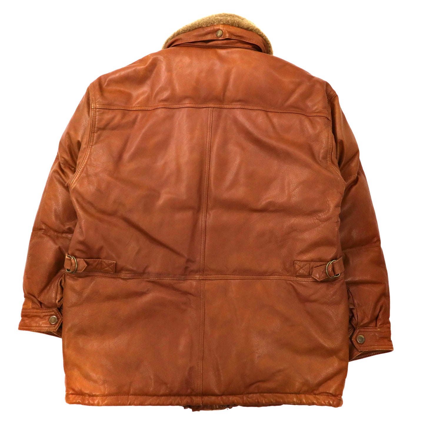B spare BOA leather Puffer Jacket XL Brown Cowhide 90s – 日本然リトテ