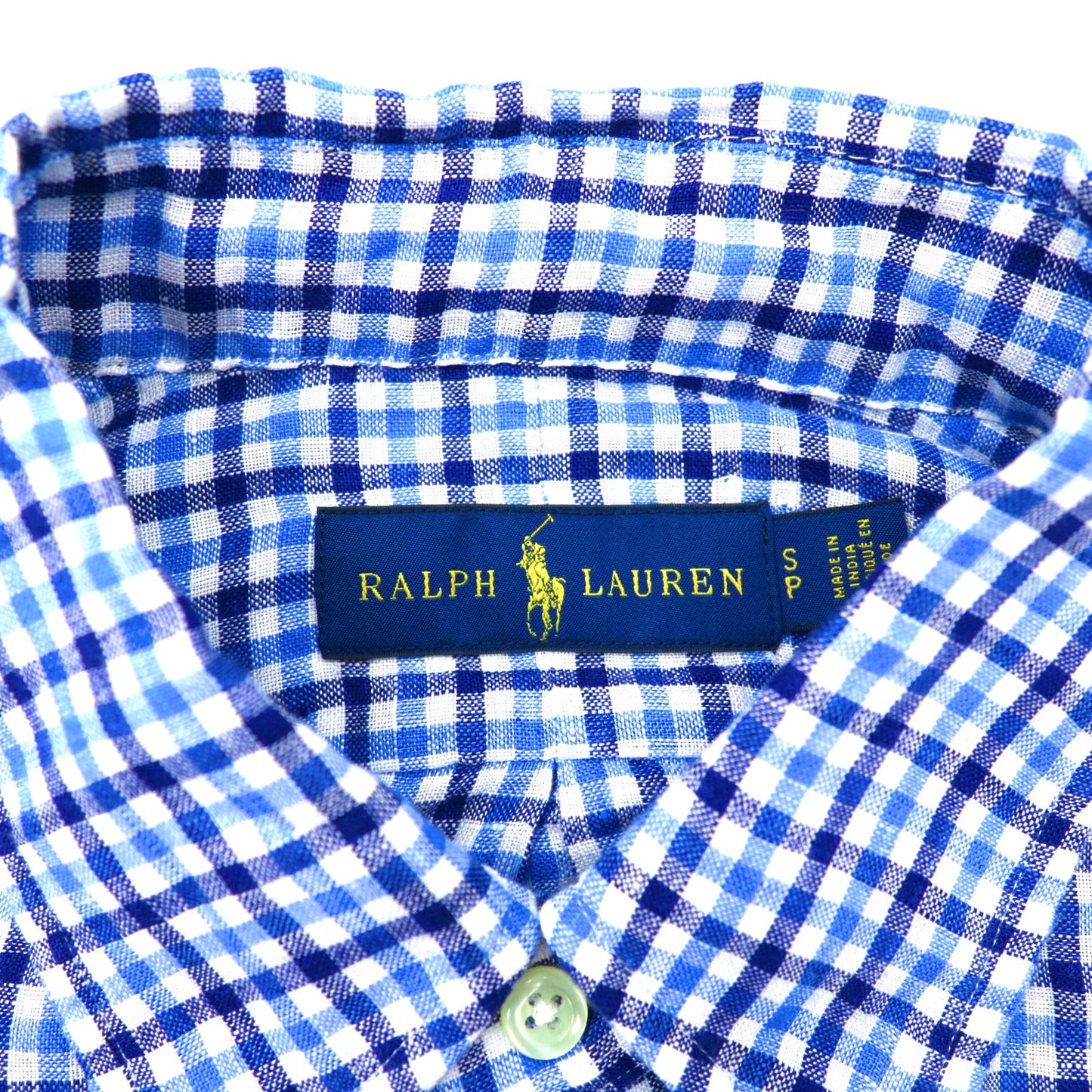 RALPH LAUREN ボタンダウンシャツ S ブルー チェック リネン
