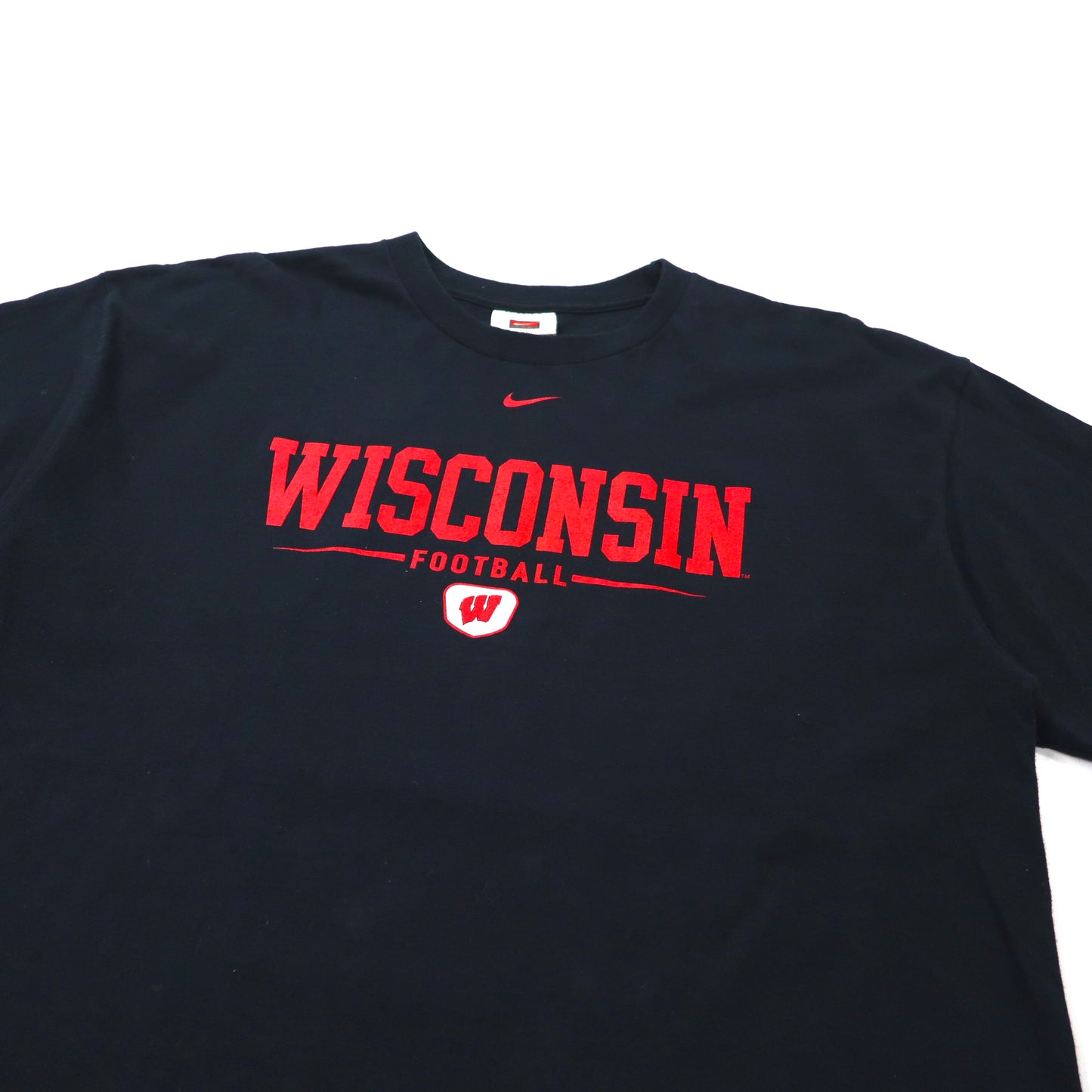 NIKE クルーネックTシャツ XL ブラック WISCONSIN FOOTBALL カレッジプリント ビッグサイズ 90年代