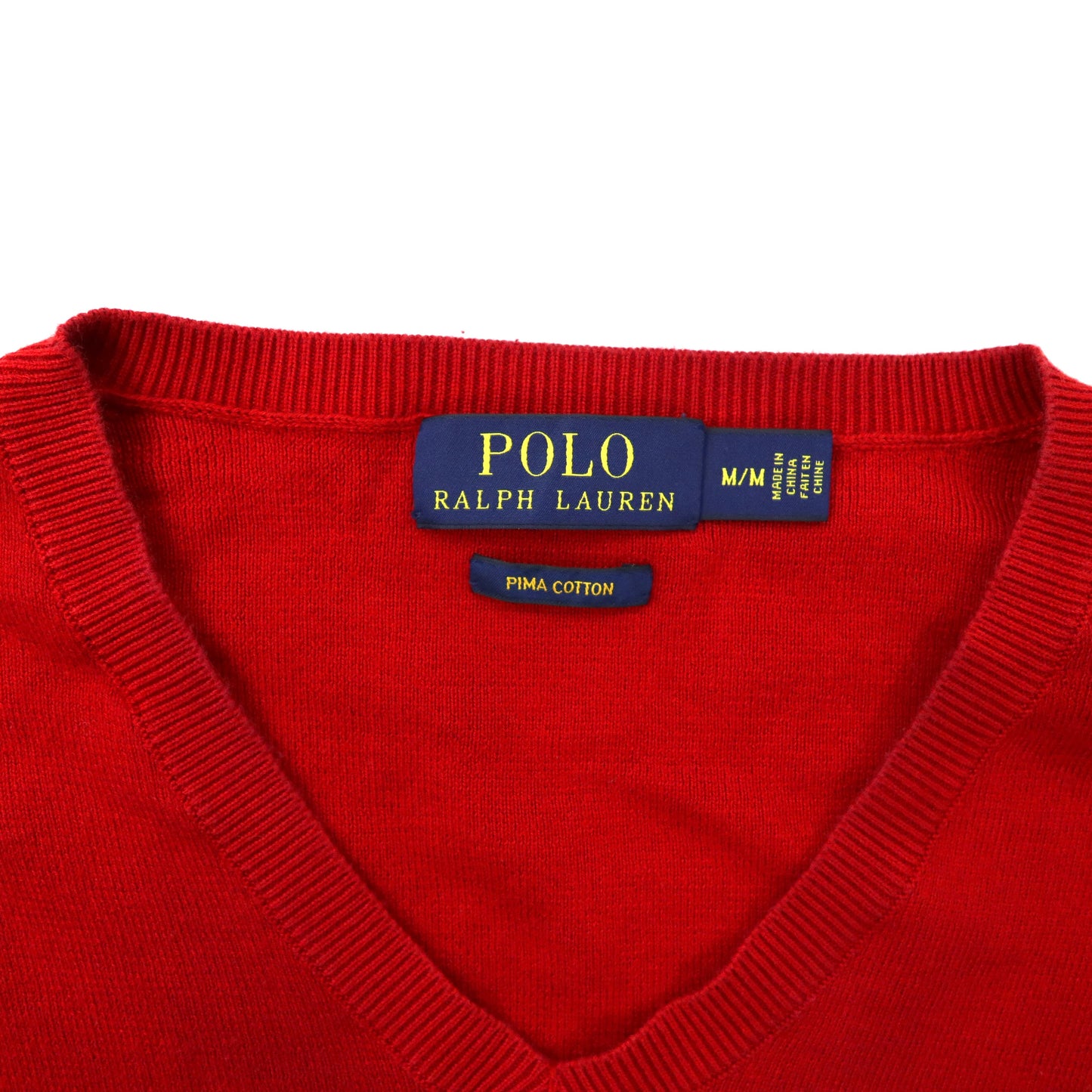 POLO RALPH LAUREN Vネックニット セーター M レッド プリマコットン スモールポニー刺繍