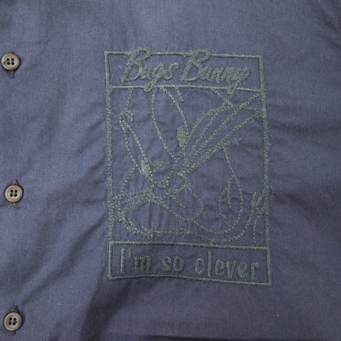 Castelbajac × WARNER BROS ボタンダウンシャツ L ネイビー LOONEY TUNES バッグス・バニー 刺繍 90年代