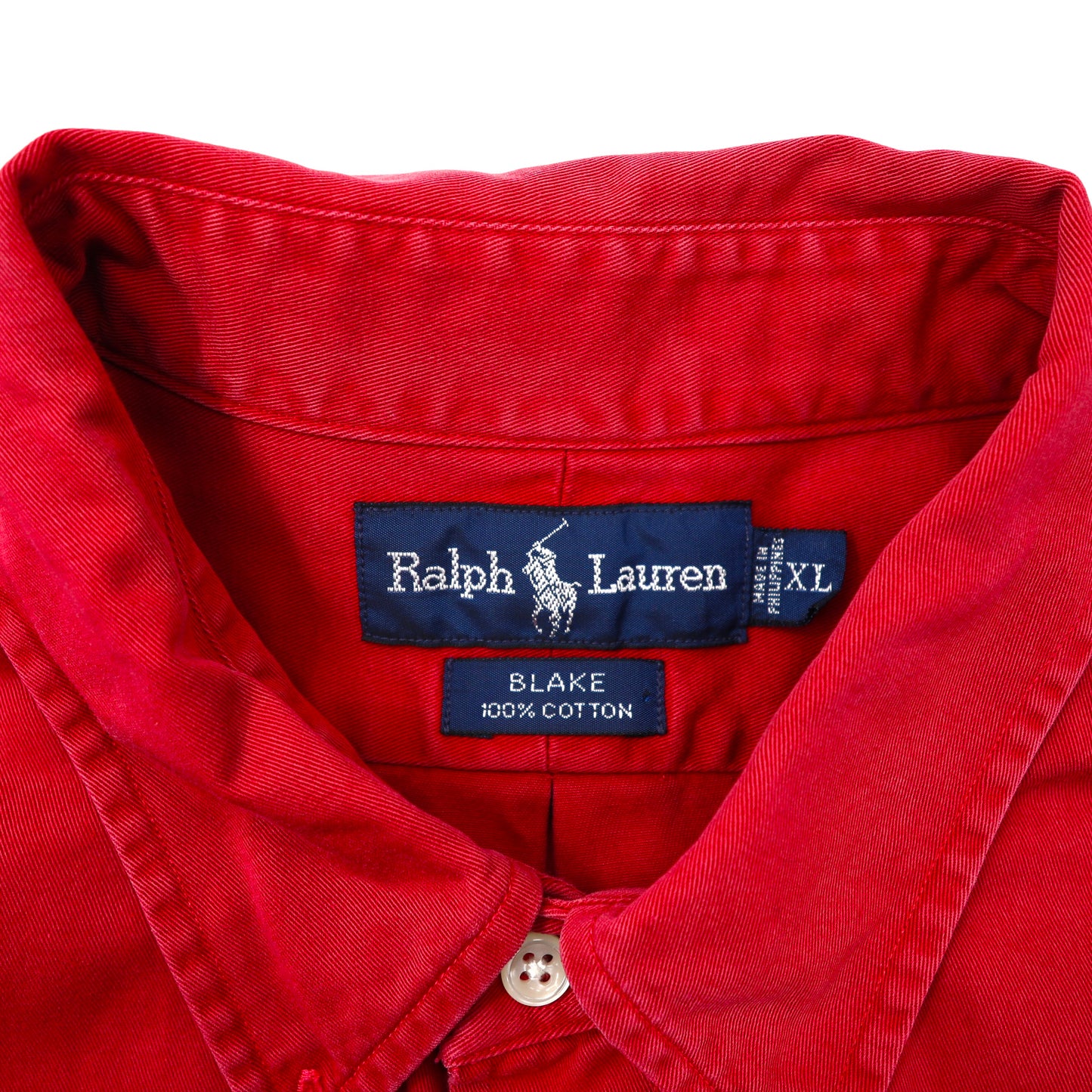 RALPH LAUREN ビッグサイズシャツ XL レッド コットン BLAKE ワンポイントロゴ刺繍