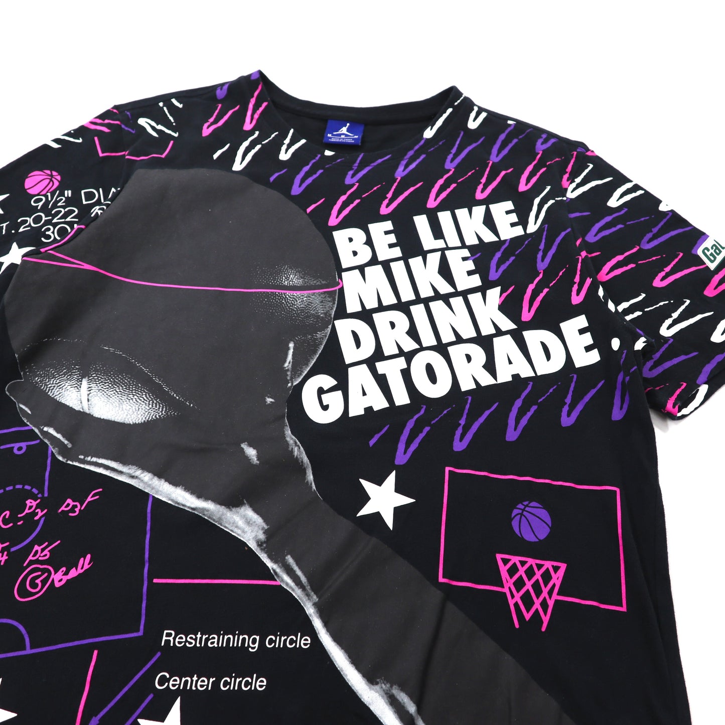 JORDAN BRAND ( NIKE ) Tシャツ M ブラック コットン 総柄 GATORADE