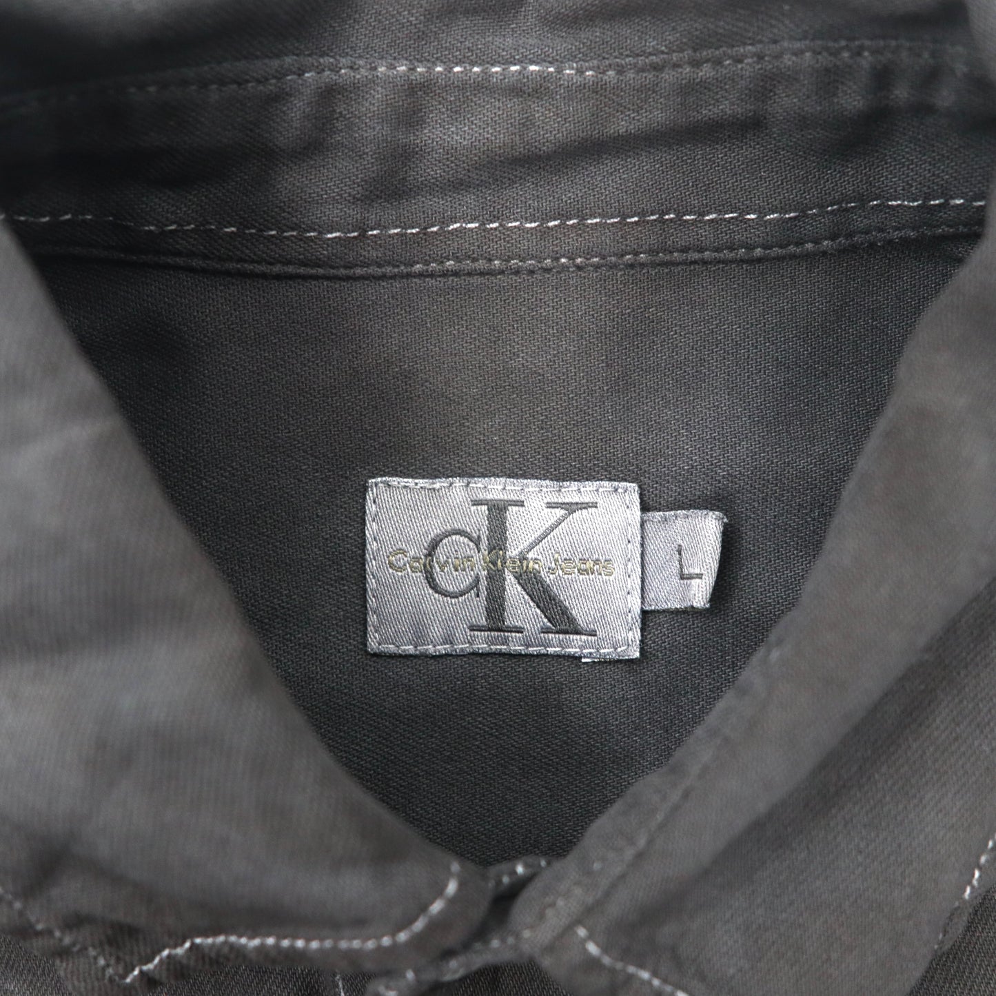 Calvin Klein ビッグサイズシャツ L ブラック コットン ロゴ刺繍 90年代