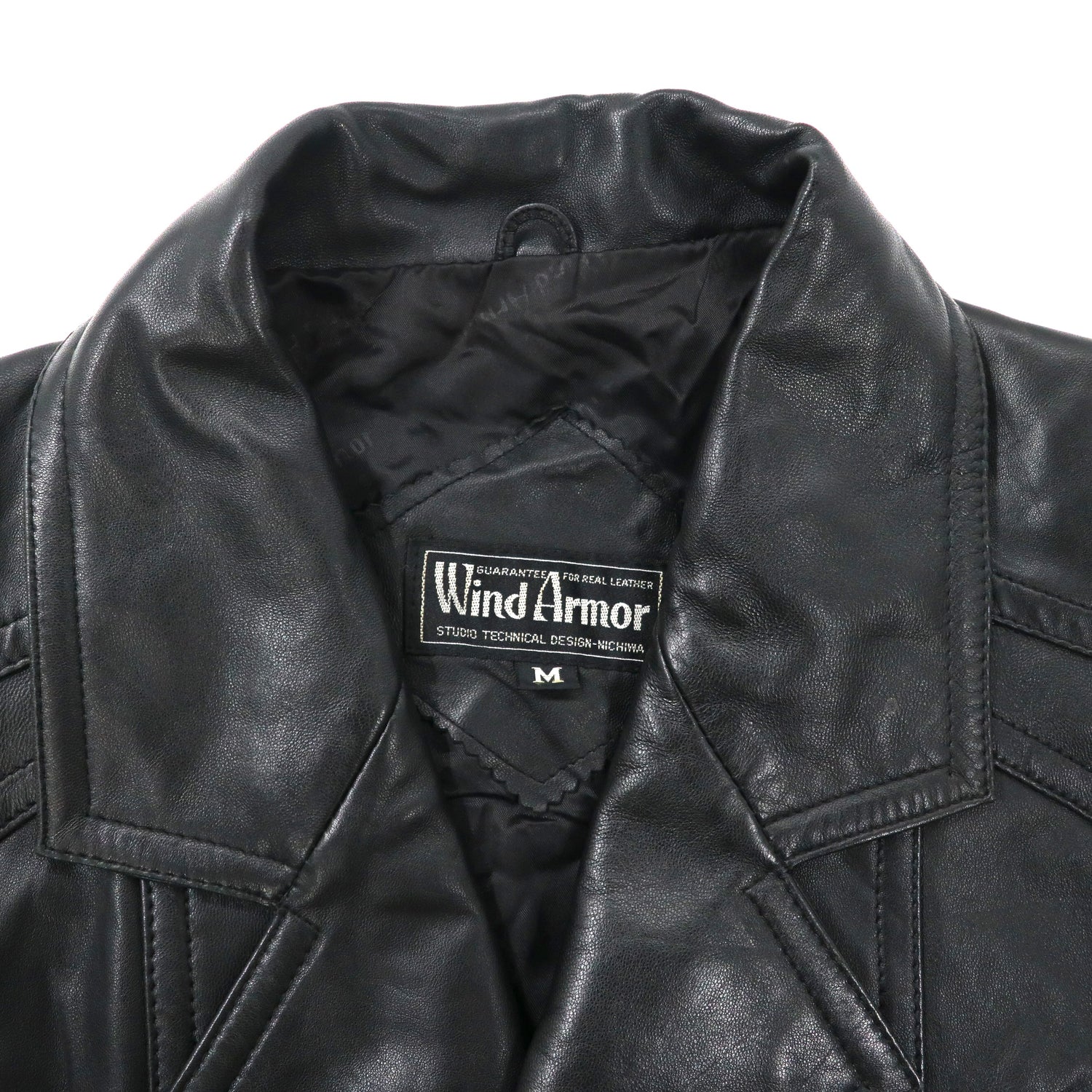 Wind Armor Double Brest Leather Coat M Black Lamb Leather sheep