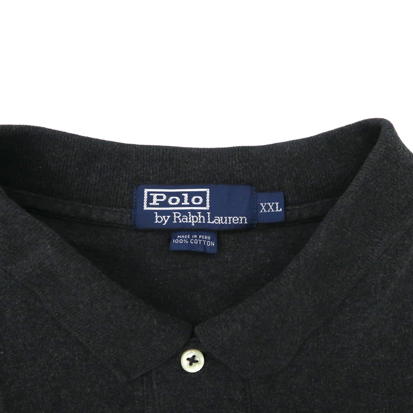 Polo by Ralph Lauren ビッグサイズ 長袖ポロシャツ XXL グレー コットン スモールポニー刺繍 ペルー製