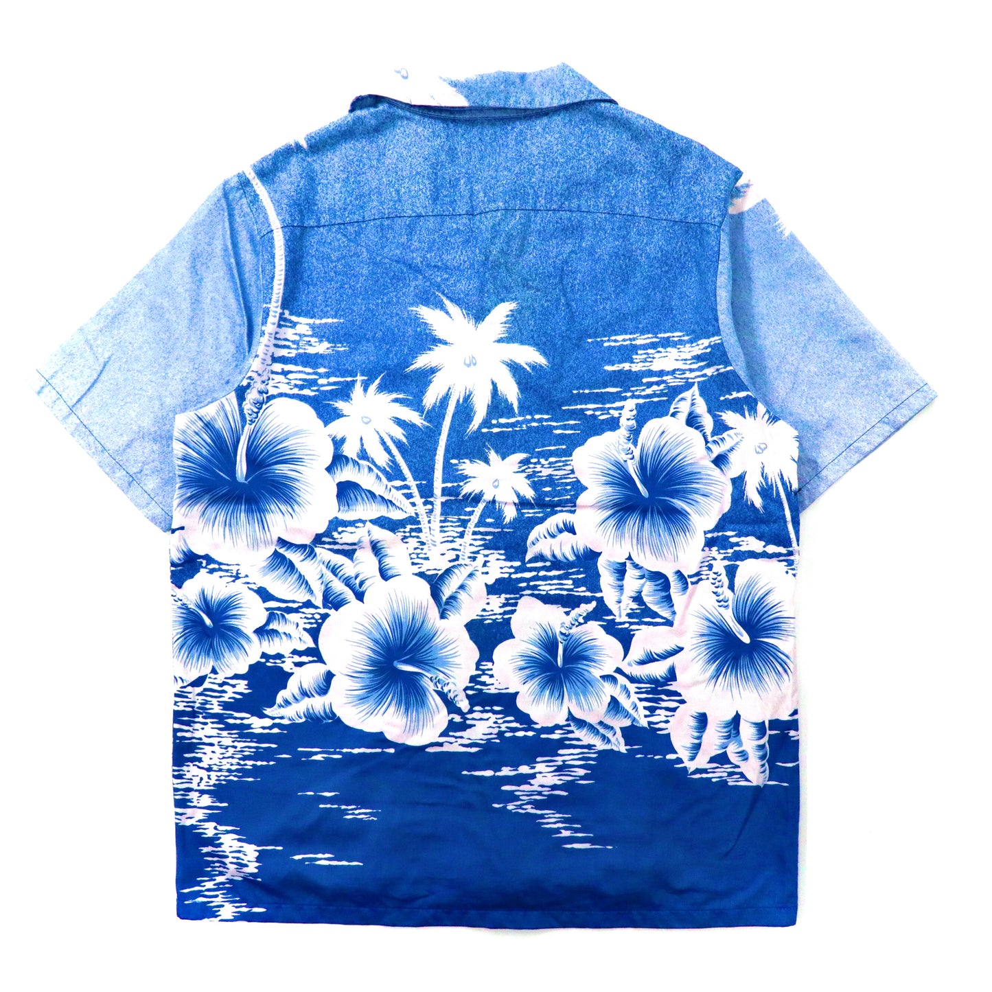 ALOHA Hawaiian アロハシャツ L ブルー コットン ハイビスカス