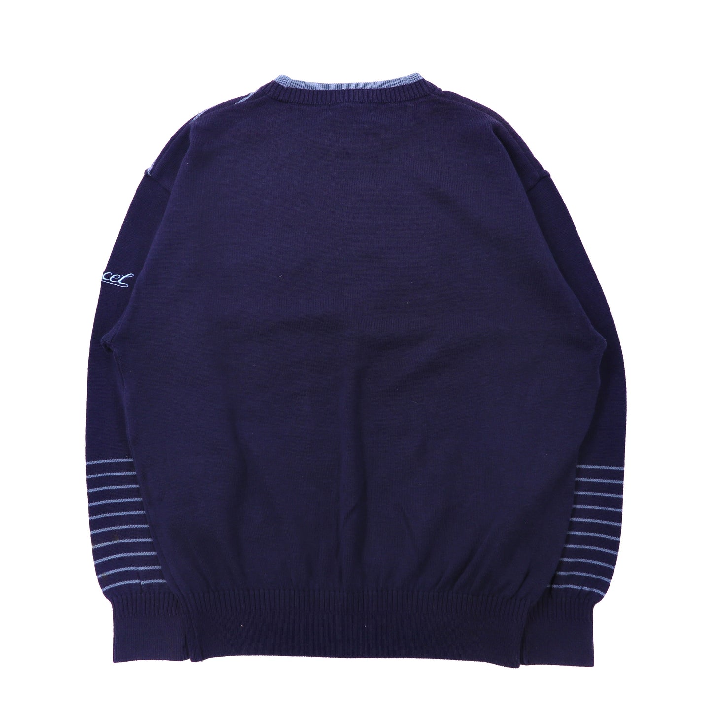 Lancel Knit Sweater L Navy Acrylic Character Embroidery 90s Japan