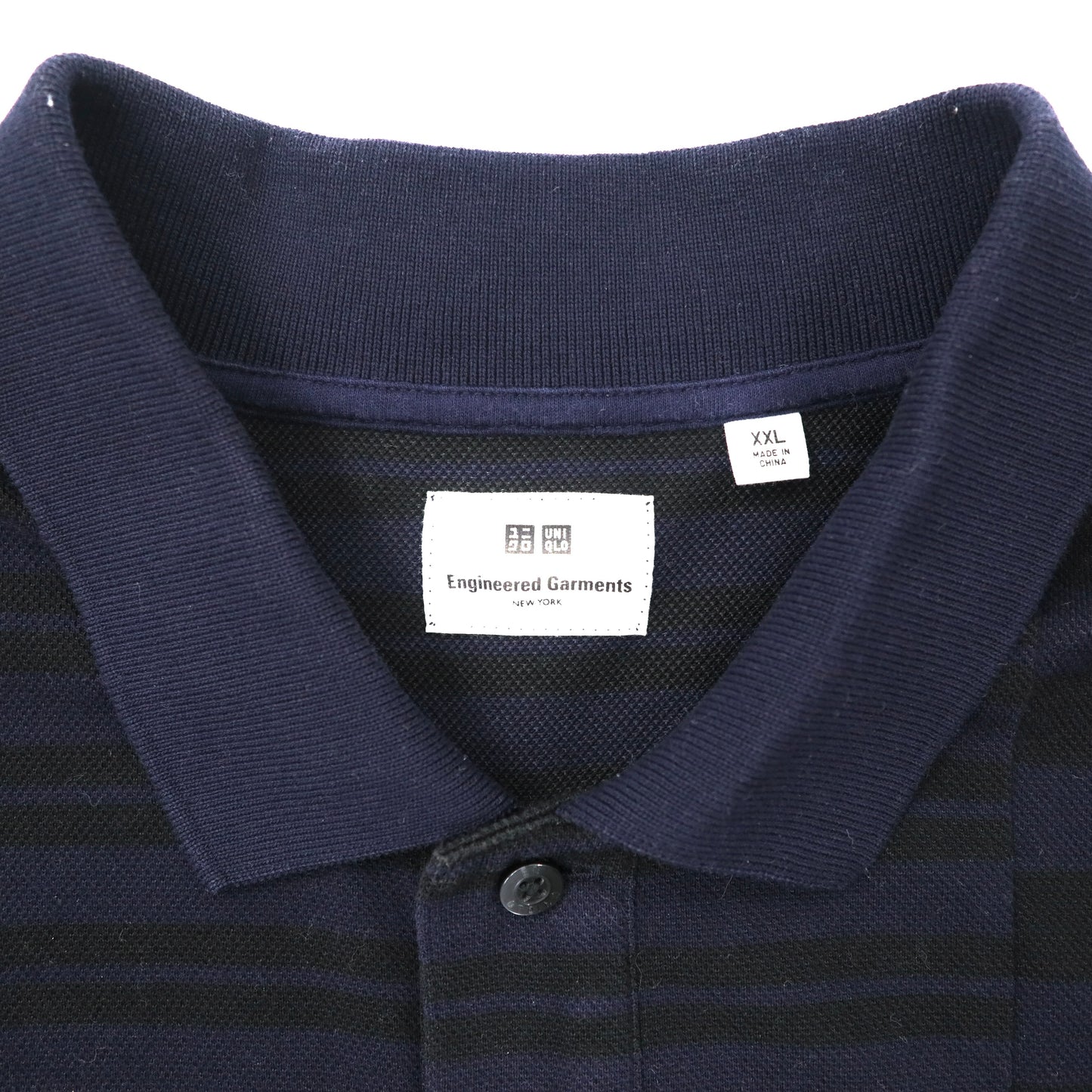 UNIQLO × Engineered Garments オーバーサイズ ポロシャツ XXL ネイビー コットン マルチボーダー