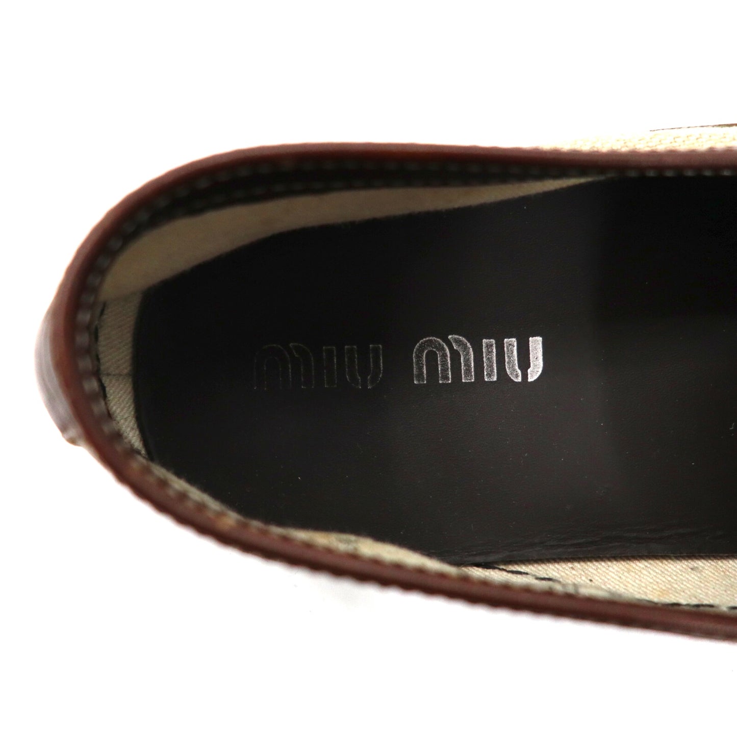 MIU MIU Driving Shoes Loafers US7 Canvas Leather Made in Italy