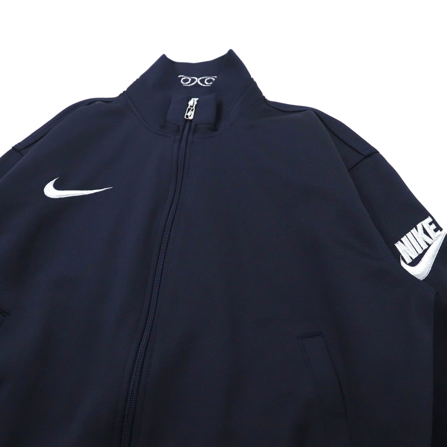 NIKE TRACK JACKET Jersey M Navy Polyester Swash Logo Embroidery Silver Tag  90s Japan MADE