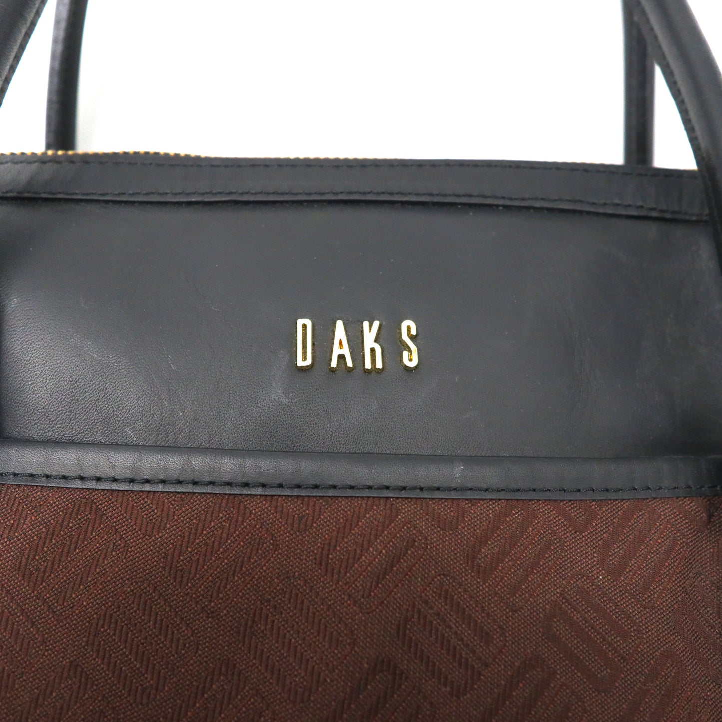 DAKS ハンドバッグ ブラウン レザー キャンバス モノグラム 日本製