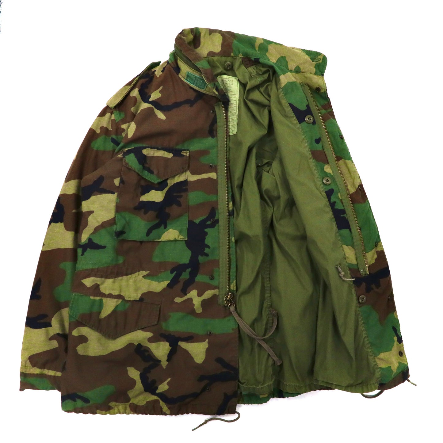 US ARMY M65 Military Field Jacket フィールドジャケット M カーキ カモフラ GENERALジップ フード収納式 ミリタリー John Ownbey Company 8415-01-090-7836 80年代