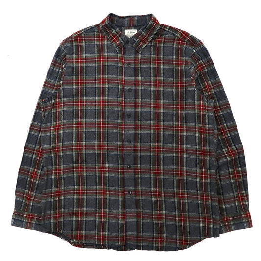 L.L.Bean シャミークロスシャツ ボタンダウンシャツ L グレー チェック コットン TRADITIONAL FIT スリランカ製