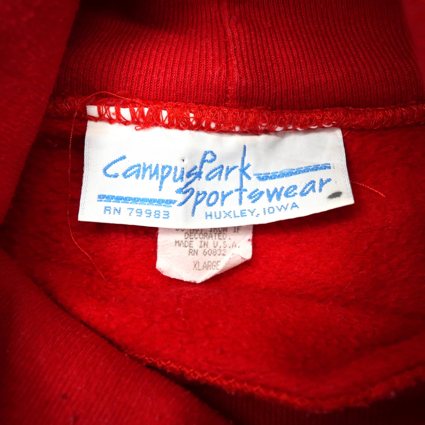 USA製 Campus Park Sportswear タートルネック カレッジプリントスウェット XL レッド コットン 裏起毛 OKOBOJI UNIVERSITY ビッグサイズ 90年代