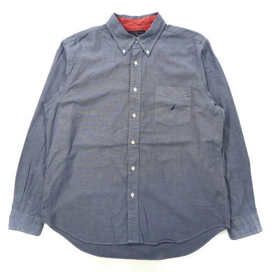 NAUTICA オックスフォード ボタンダウンシャツ XL ブルー コットン ワンポイントロゴ刺繍 ビッグサイズ