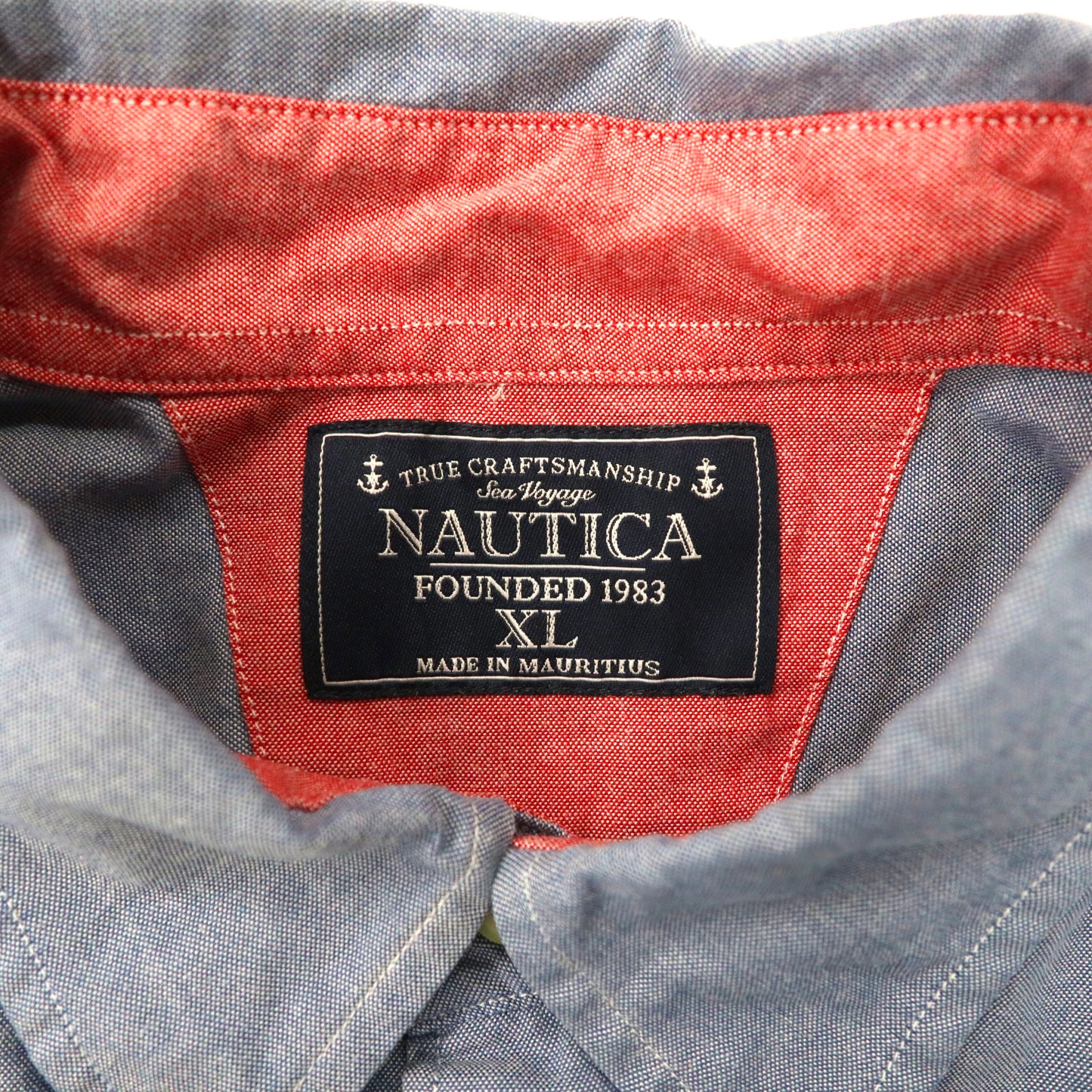 NAUTICA オックスフォード ボタンダウンシャツ XL ブルー コットン ワンポイントロゴ刺繍 ビッグサイズ