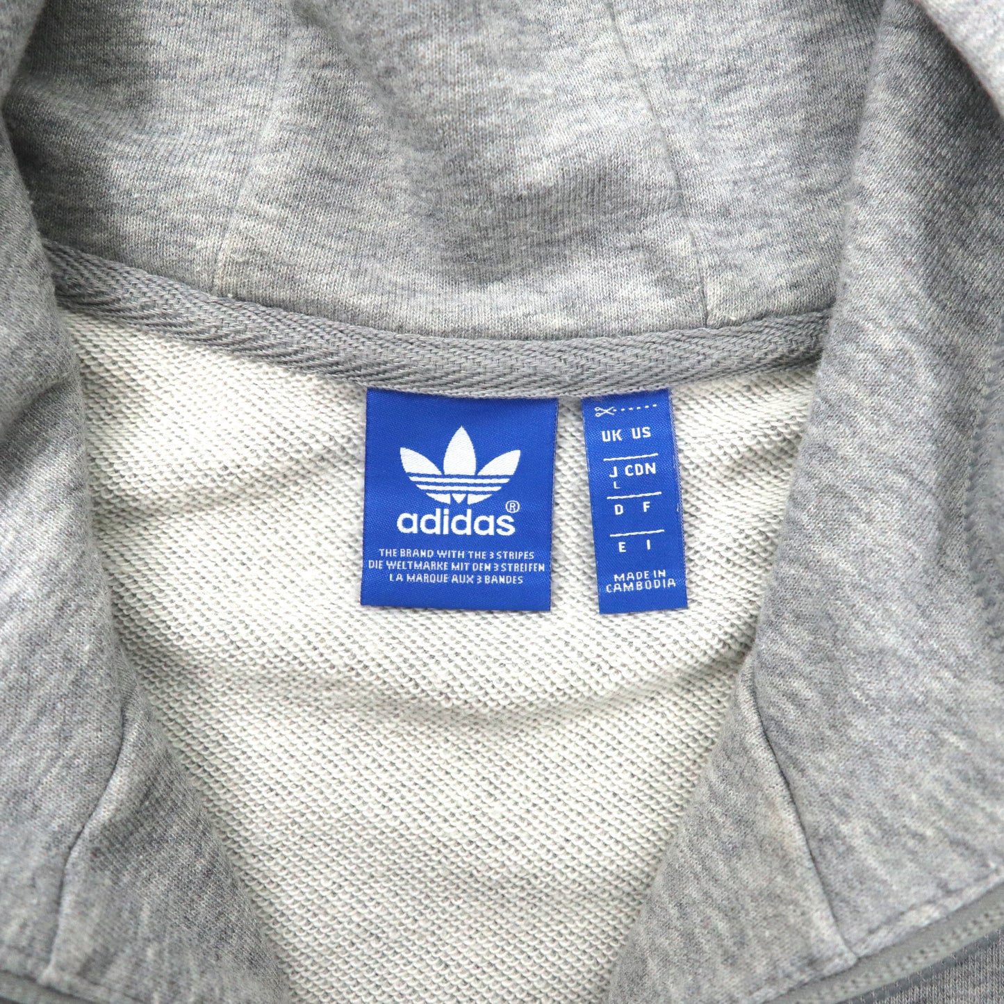 adidas originals ハーフジップ パーカー L グレー コットン トレフォイルロゴプリント City Tko Hoodie S19898