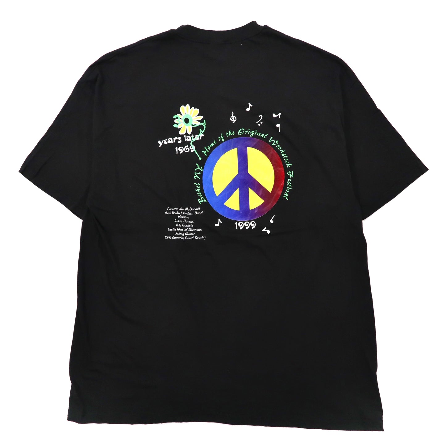 WOODSTOCK ビッグサイズ バンドTシャツ XXL ブラック コットン 両面プリント Hanes  ウッドストック WOODSTOCK FESTIVAL 1969 90年代 メキシコ製