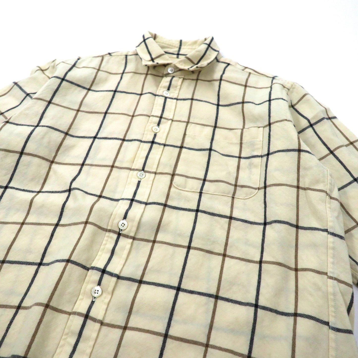 Burberrys フランネルシャツ M ホワイト チェック ウール オールド 日本製