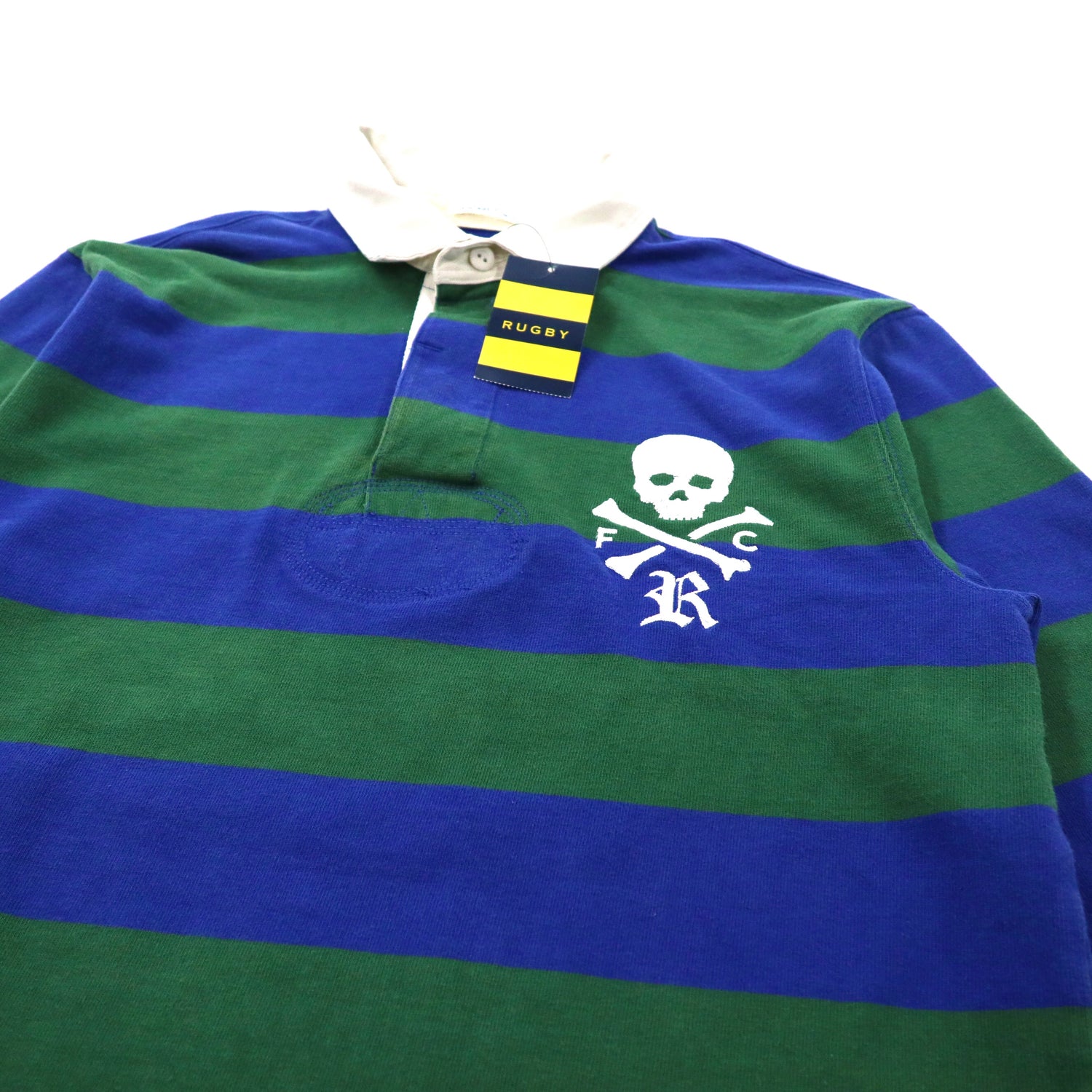 RUGBY by RALPH LAUREN STRIPED RUGBY SHIRT M Green Blue Cotton