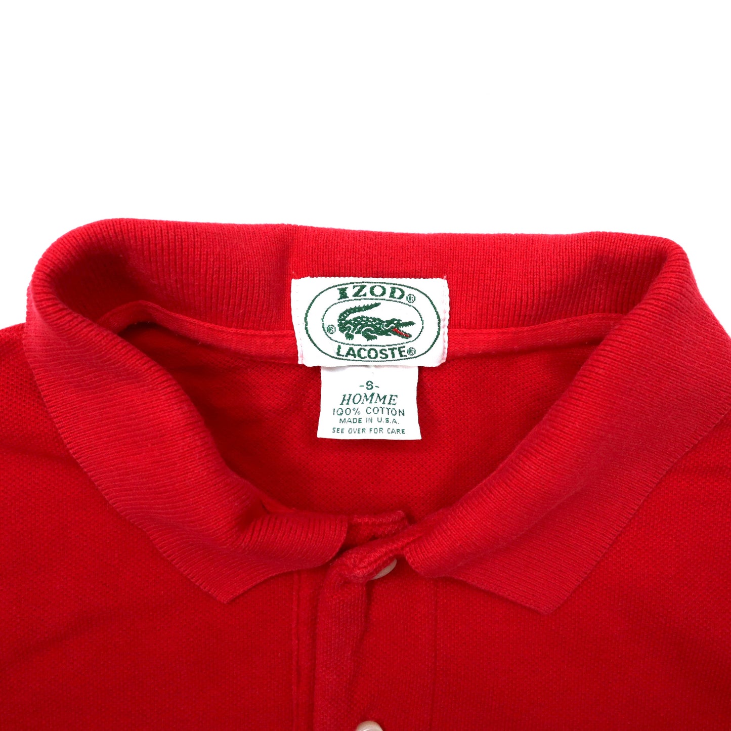 USA製 IZOD LACOSTE ポロシャツ S レッド コットン ワンポイントロゴ 80年代