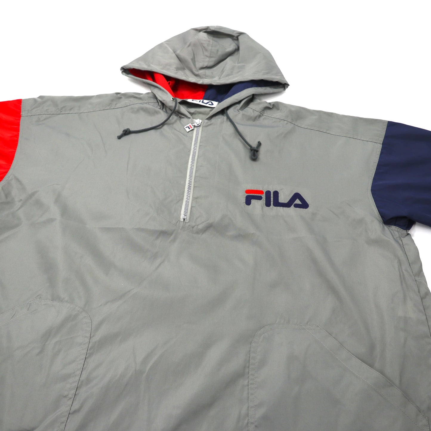 FILA ロングアノラックパーカー S-M グレー ハーフジップ ビッグサイズ 90年代