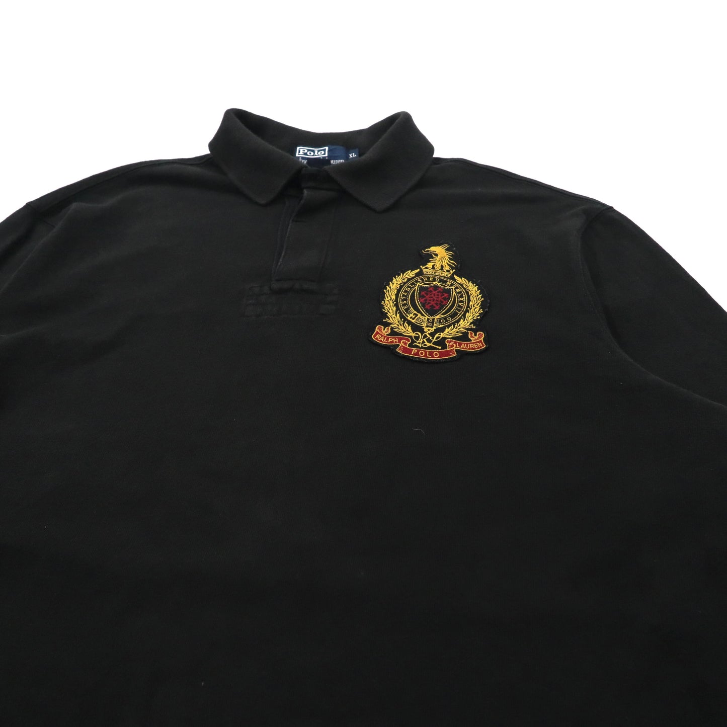 Polo by Ralph Lauren ビッグサイズ ラガーシャツ XL ブラック コットン エンブレム バックロゴ刺繍 スリランカ製