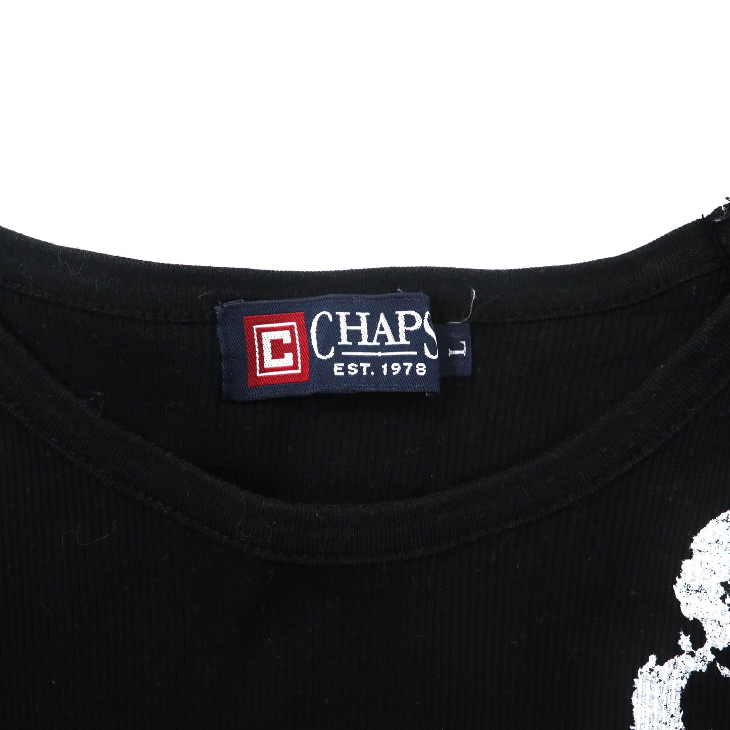 CHAPS サーマルTシャツ L ブラック コットン ナンバリングプリント