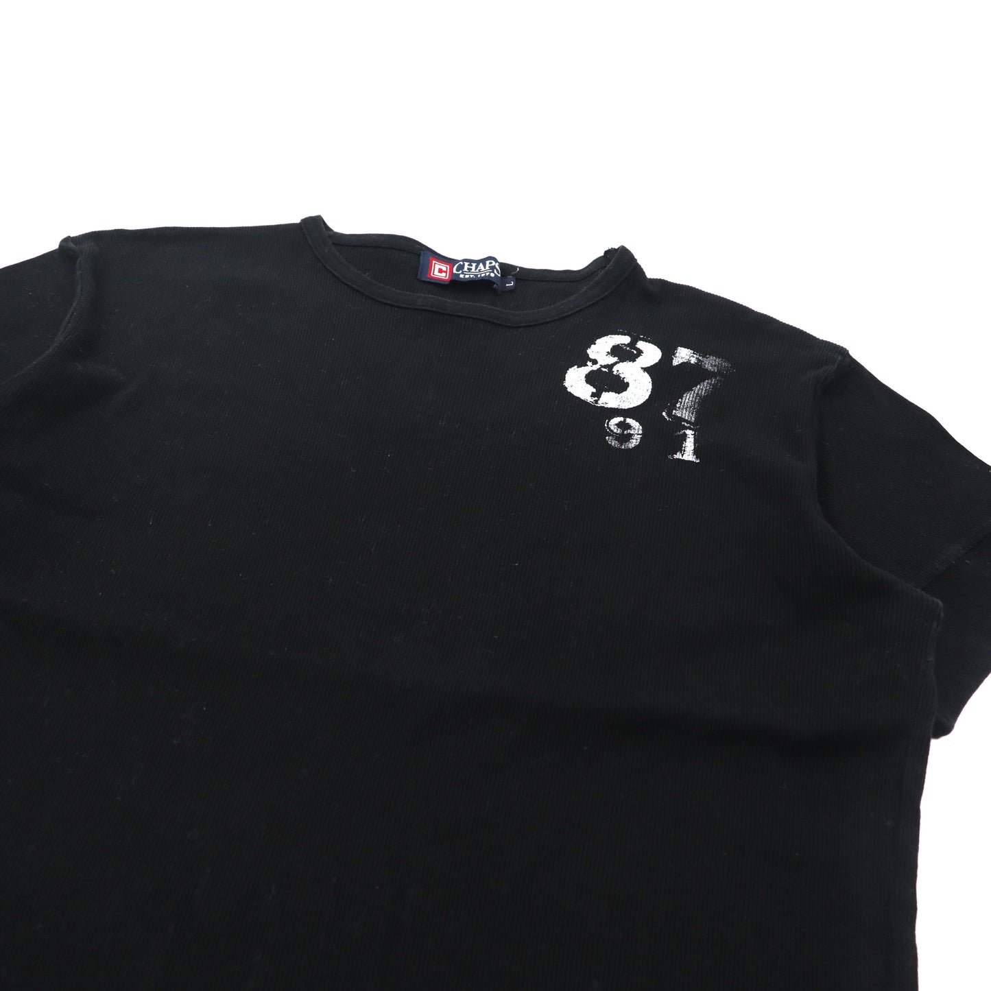 CHAPS サーマルTシャツ L ブラック コットン ナンバリングプリント